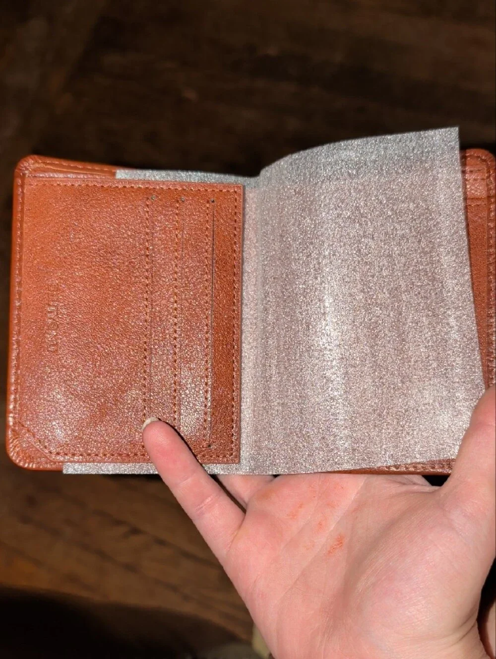 Banyanu Genuine Cowhide Leather Card Wallet - Cognac Brown